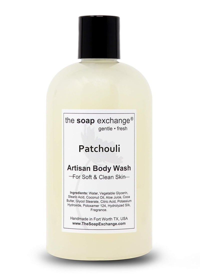 The Soap Exchange Body Wash - Patchouli Scent - Hand Crafted 12 fl oz / 354 ml Natural Artisan Liquid Soap for Hand, Face & Body, Shower Gel, Cleanse, Moisturize, & Protect. Made in the USA.  - Image 2