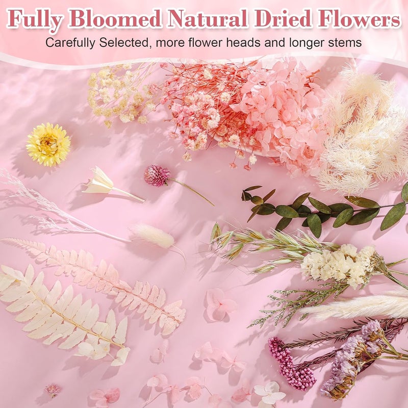 Comkrivy Real Dried Flowers 100% Natural Dried Flowers, Mixed Colors Dried Leaf Flowers for DIY Arts and Crafts Candles Resin Jewelry Nail Pendant Cards Scrapbooking Wedding Home Decoration (Pink) - Image 4