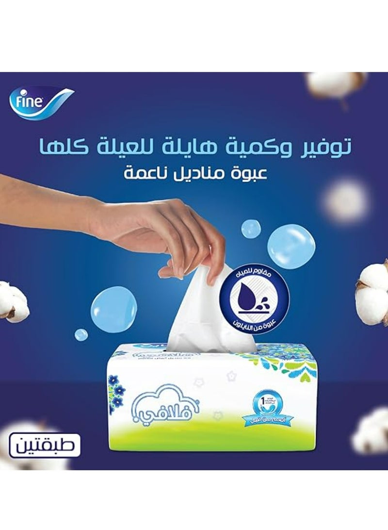 فاين فلافي مناديل وجه 2 طبقة ؛ 480 منديل 3 عبوات نايلون - Image 2