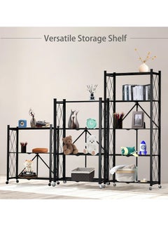 Iron Kitchen Storage Rack 3 Shelves， Foldable Storage Shelves With Wheels, Large Capacity Shelving Unit, Freestanding Metal Wire Shelf Rack, No Assembly Organizer Rack For Garage Kitchen, Basement, Pantry(Black) - pzsku/ZAAADA6E4CACC403E0EDEZ/45/_/1729737859/d8ec25ec-5973-4f98-99ea-9d3396308e3e