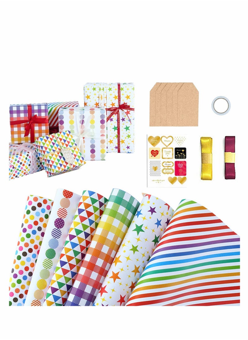Generic Eco-Friendly Birthday Gift Wrapping Paper with Tags Ribbons and Stickers for All Occasions Including Baby Showers Graduations and More  - Image 1