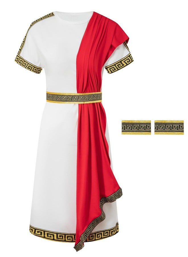 Okbebe Kids Roman Costume Halloween Greek Toga Costumes For Boys (Red 8-10Y) - Image 2