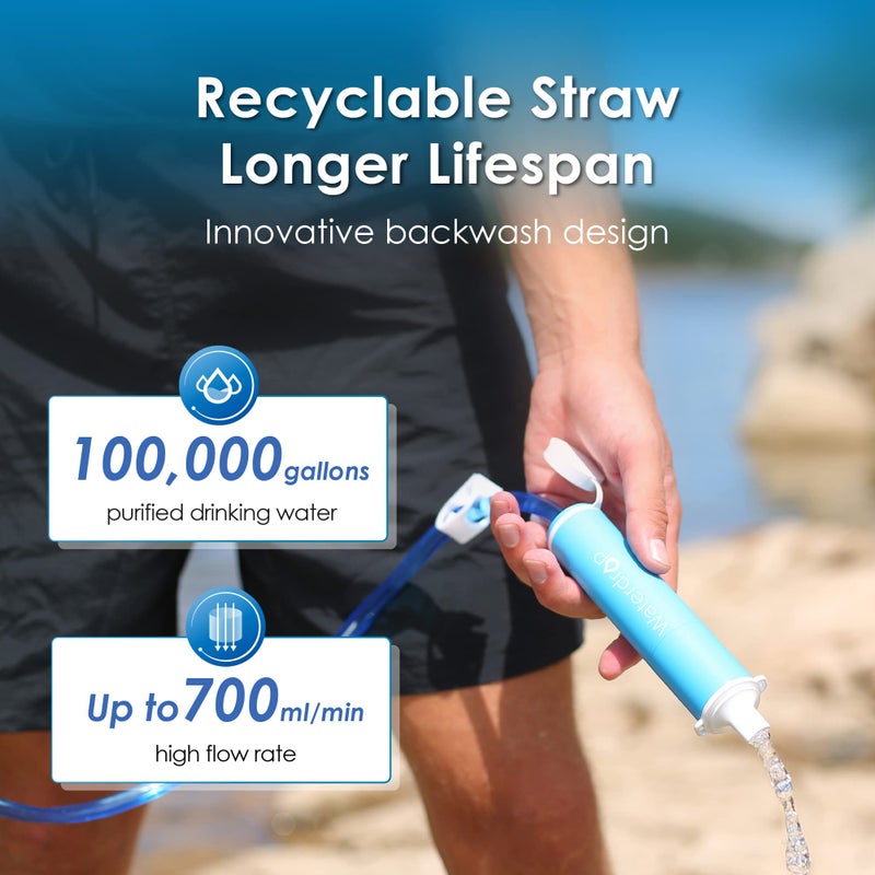 Waterdrop Gravity Water Filter Straw, Camping Water Filtration System, Water Purifier Survival for Travel, Backpacking and Emergency Preparedness, 1.5 gal Bag, 0.1 Micron, 5 Stage Filtration - Image 4
