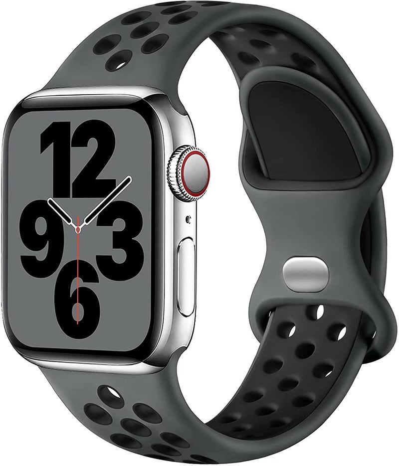 AWH Silicone Sport Strap Compatible with Apple Watch 41/40/38mm, Replacement Band for iWatch SE/7/6/5/4/3/2/1 – Charcoal Black - Image 1