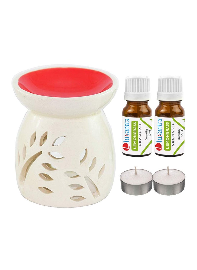 Luxantra Luxantra Ceramic Aroma Diffuser with 2 Lemongrass Aroma Oil 2 TLight Free 