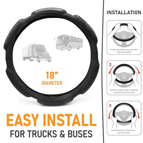 GOODYEAR, Bus and Truck Steering Wheel Cover [18 INCHES], Durable, Comfortable, and Protective, Improve Your Grip and Control on The Road - Image 5