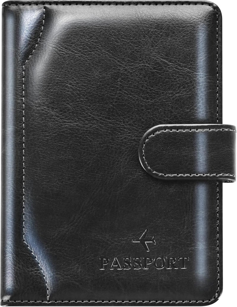 Herain Passport Holder & Case - Family Travel Combo With Passport & Vaccine Card Holder, D-magnetic clasp-b-black, Magnetic Clasp - Image 1