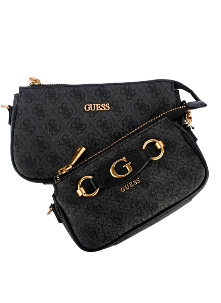 GUESS Guess Women's 2-in-1 Dark Grey Logo-Printed Crossbody Bag  - Image 3