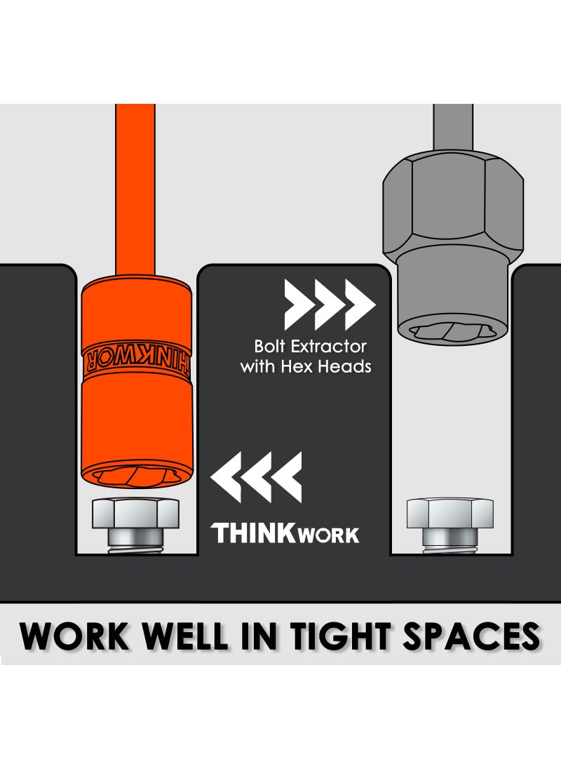 THINKWORK THINKWORK Bolt Extractor Set, 38 Pieces Impact Bolt & Nut Remover Set, Stripped Lug Nut Remover, Extraction Socket Set for Removing Damaged, Frozen, Rusted, Rounded-Off Bolts, Nuts & Screws  - Image 2