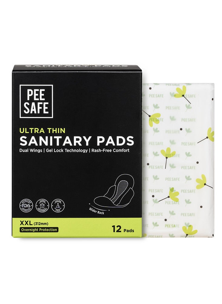 بيساف بي سيف فوط صحية رفيعة جدا مع أجنحة، فائقة النعومة ومضادة للتسرب، غير معطرة، خالي من مواد ضارة ولا يسبب الحكة، حماية ليلية، طويلة اكسترا XXL – 12 فوطة - Image 2