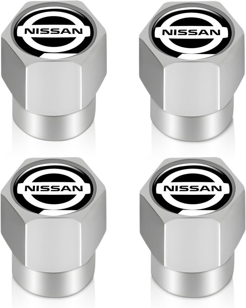XIGRALUCK Tire Valve Stem Cap for Nissan Metal Tire Stem Cover with Belt O-Ring Air caps Sports Accessories 4 Pack - Image 1
