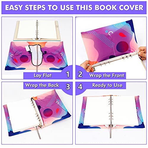 Feela 7 Pack Neon Pattern Jumbo Fabric Book Covers, Washable Durable Reusable Nylon, Stretchable for Hardcover Textbooks & Notebooks up to 9'x11' - Image 4