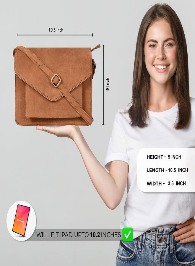 Ozora Leather Flapover Crossbody Handbag Purse for Women with Adjustable Strap & Overflap Snap Closure Tote/Bag (Cognac Hunter) - Image 2