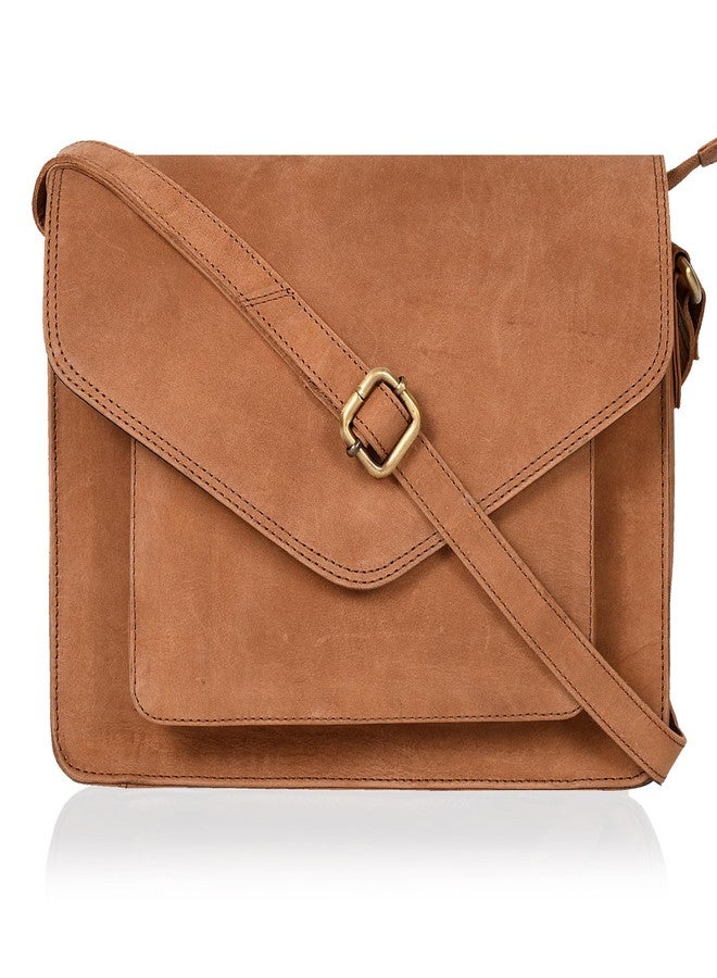 Ozora Leather Flapover Crossbody Handbag Purse for Women with Adjustable Strap & Overflap Snap Closure Tote/Bag (Cognac Hunter) - Image 1