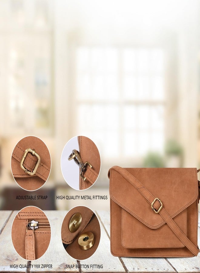 Ozora Leather Flapover Crossbody Handbag Purse for Women with Adjustable Strap & Overflap Snap Closure Tote/Bag (Cognac Hunter) - Image 5