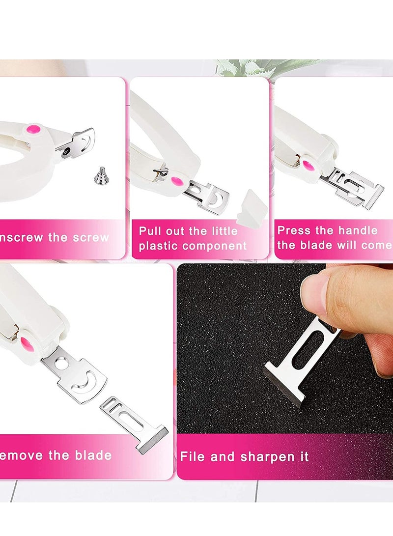 SYOSI KASTWAVE 2Pcs Acrylic Nail Clipper Stainless Steel Nail Tip Cutter Gel False Nail Trimmer Fake Nail Clipper Adjustable Nail Cuticle Edge Trimmer Nail Art Manicure Tools (White) - Image 4