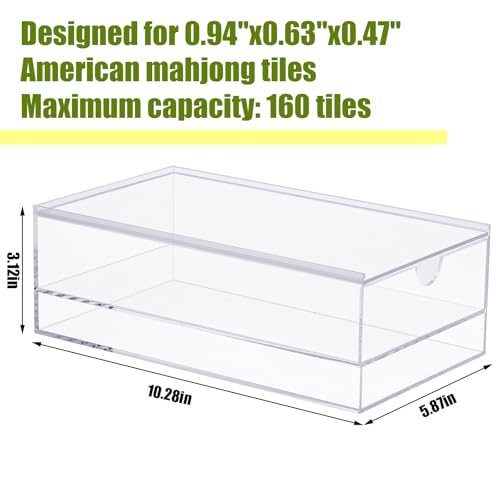 Afarnook Empty Acrylic Mahjong Case Mahjong Storage Box for American Tiles and Mahjongs Cards Transparent Display Box for Mahjongs Tiles Accessories Supplies Small2 Compartment - Image 5