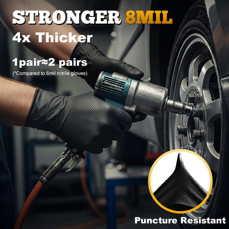 TitanFlex 8-mil Premium Nitrile Gloves, Black, Medium, Unisex, Protective Glove - Image 2