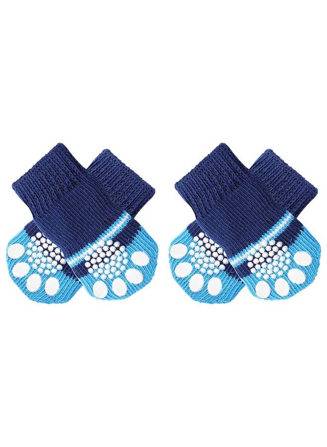 uxcell 2 Pairs Anti-Slip Dog Socks for Indoor on Hardwood Floor Wear - Strong Grips Traction Control Prevents Licking Dog Paw Protection for Pet Puppy Dogs, Size M, Soft, Bone Pattern - Image 1