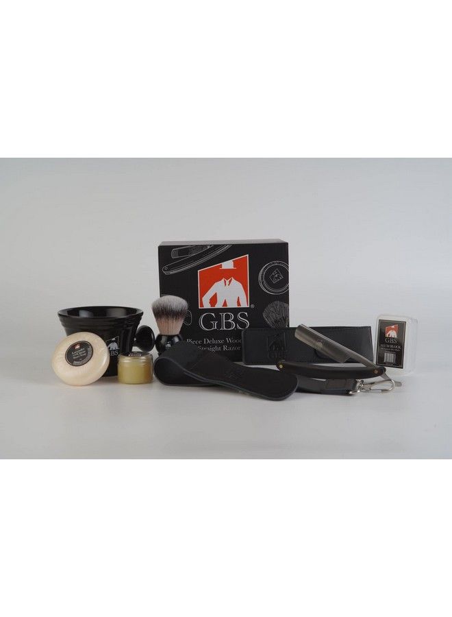 G.B.S Wood Straight Razor Complete Beard Shaving Kit Box Mug Natural Soap Brush Alum Block Strop Paste Old Fashioned Ultimate Wet Shaving Experience Professional & Personal Travel  - Image 3