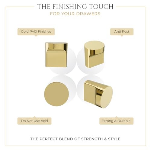 LAPO 10 Piece Cabinet Knobs – Drawer Knobs for Kitchen, Cupboards & Dressers (Material-Zinc, PVD Gold Finish) - Image 5