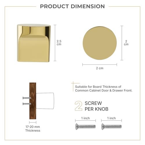 LAPO 10 Piece Cabinet Knobs – Drawer Knobs for Kitchen, Cupboards & Dressers (Material-Zinc, PVD Gold Finish) - Image 2