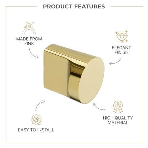 LAPO 10 Piece Cabinet Knobs – Drawer Knobs for Kitchen, Cupboards & Dressers (Material-Zinc, PVD Gold Finish) - Image 3