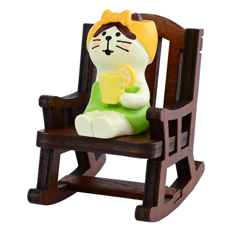 Mevodeata Cute Mini Cat Figurine with Rocking Chair - Resin Collectible Desk Decor, 1.5" Tiny Cat Statue for Home & Office - Gift for Cat Lovers - Image 1