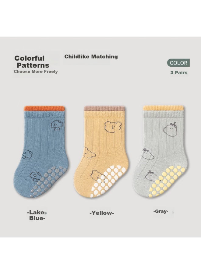 Babyface Tongyan Baby Socks, Infant Floor Socks, Autumn And Winter Indoor Socks, Non-slip And Warm Toddler Socks For Boys And Girls, 3 Pairs Pack, Ages 1-3 - Image 1
