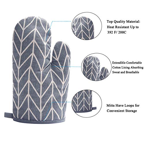Win Change Oven Mitts and Potholders BBQ Gloves-Oven Mitts and Pot Holders Sets with Recycled Cotton Infill Silicone Non-Slip Cooking Gloves for Cooking Baking Grilling (4-Piece Set,Grey) - Image 2
