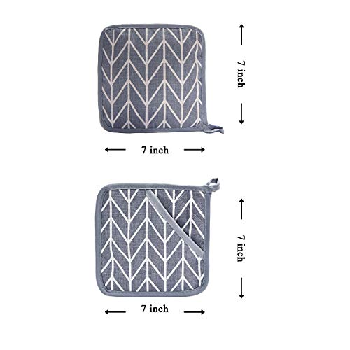 Win Change Oven Mitts and Potholders BBQ Gloves-Oven Mitts and Pot Holders Sets with Recycled Cotton Infill Silicone Non-Slip Cooking Gloves for Cooking Baking Grilling (4-Piece Set,Grey) - Image 5