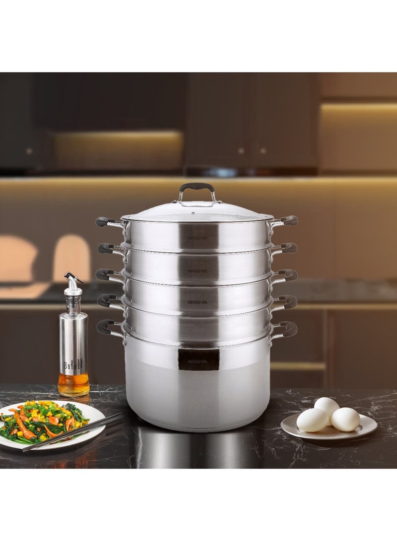 Arshia 5-Piece Stainless Steel 30cm Steamer Cooking Set from German Arshia - Image 4