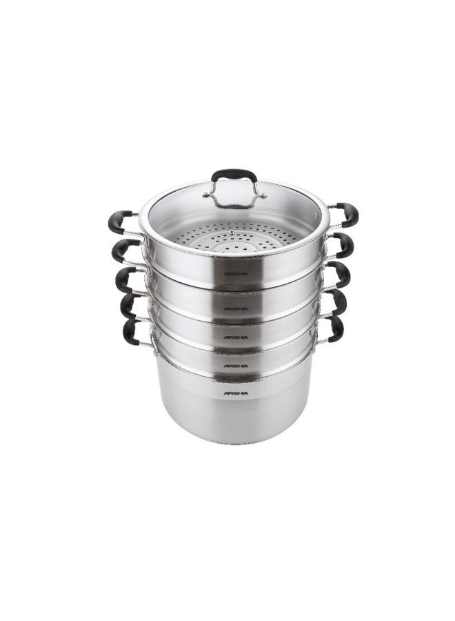 Arshia 5-Piece Stainless Steel 30cm Steamer Cooking Set from German Arshia - Image 2