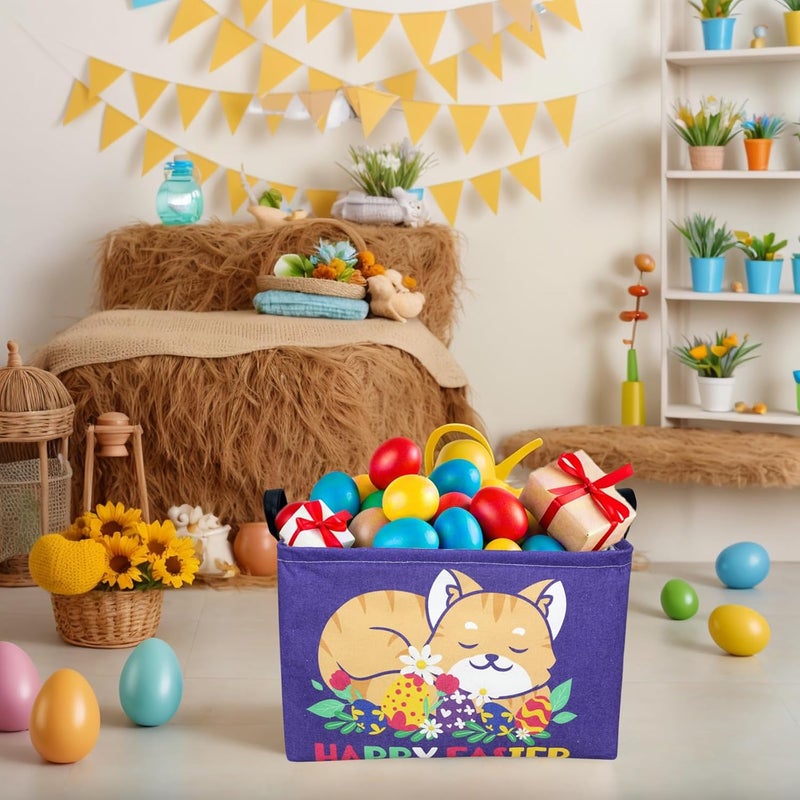 SETAMA Cat Easter Basket for Kid Large Empty Easter Bunny Eggs Décor Storage Basket (Cat) - Image 3