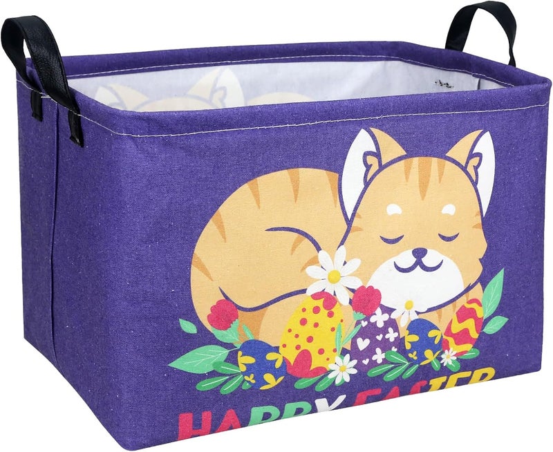 SETAMA Cat Easter Basket for Kid Large Empty Easter Bunny Eggs Décor Storage Basket (Cat) - Image 1