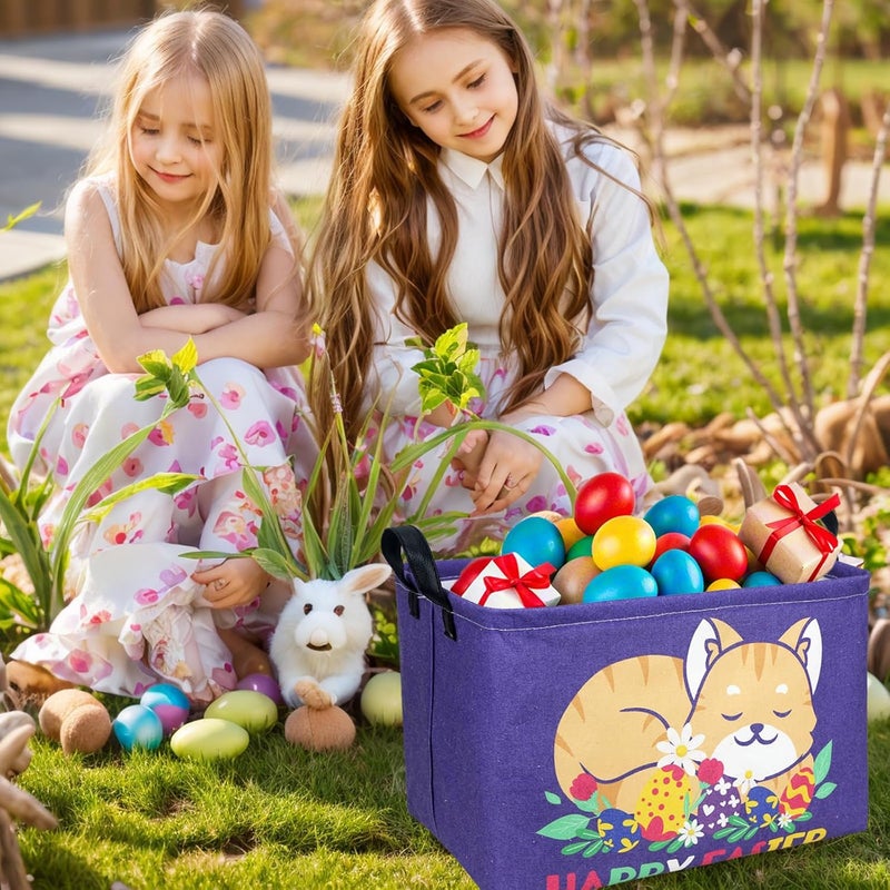 SETAMA Cat Easter Basket for Kid Large Empty Easter Bunny Eggs Décor Storage Basket (Cat) - Image 2