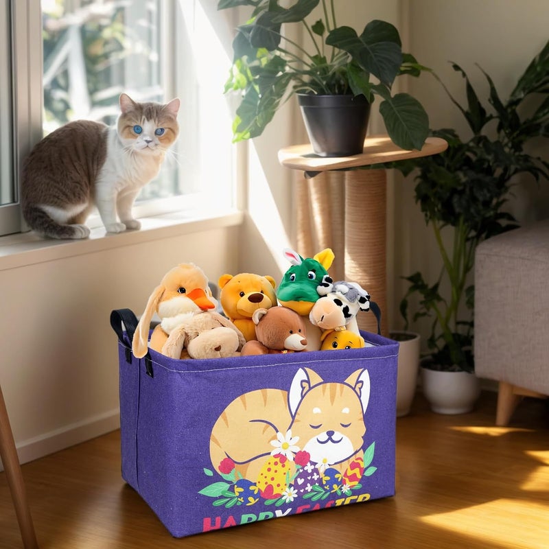 SETAMA Cat Easter Basket for Kid Large Empty Easter Bunny Eggs Décor Storage Basket (Cat) - Image 5