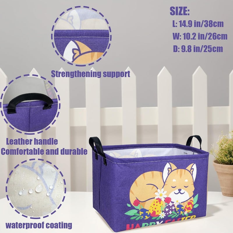 SETAMA Cat Easter Basket for Kid Large Empty Easter Bunny Eggs Décor Storage Basket (Cat) - Image 4