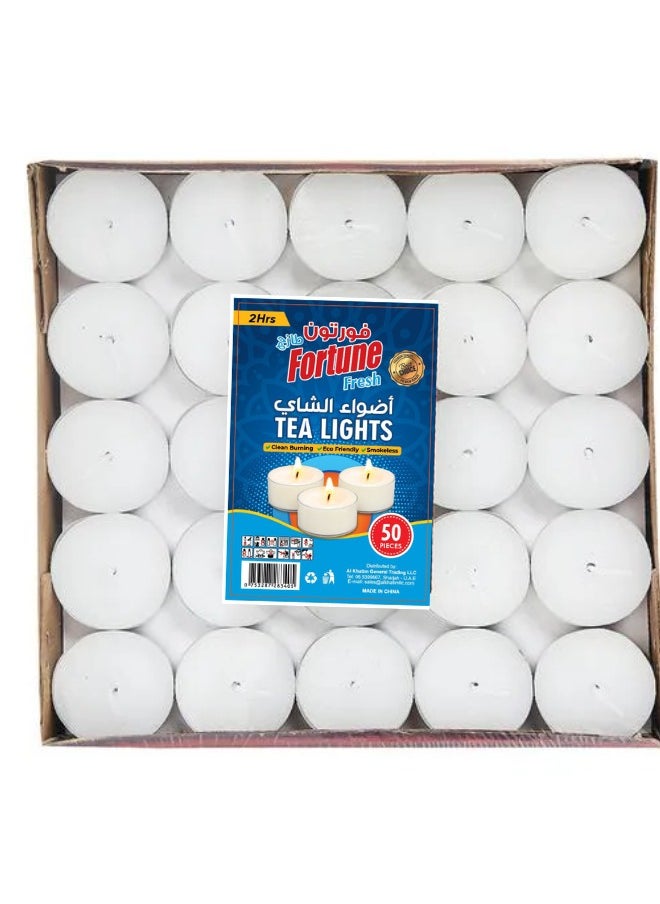 Fortune Fortune Fresh 50-Piece 2 hrs burn time Tea Light Candle White/silver Scented best for diwali  - Image 1