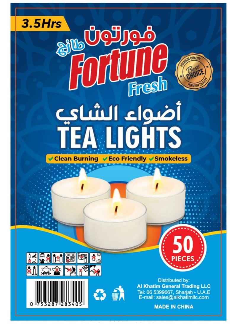 Fortune Fortune Fresh 50-Piece 2 hrs burn time Tea Light Candle White/silver Scented best for diwali  - Image 3