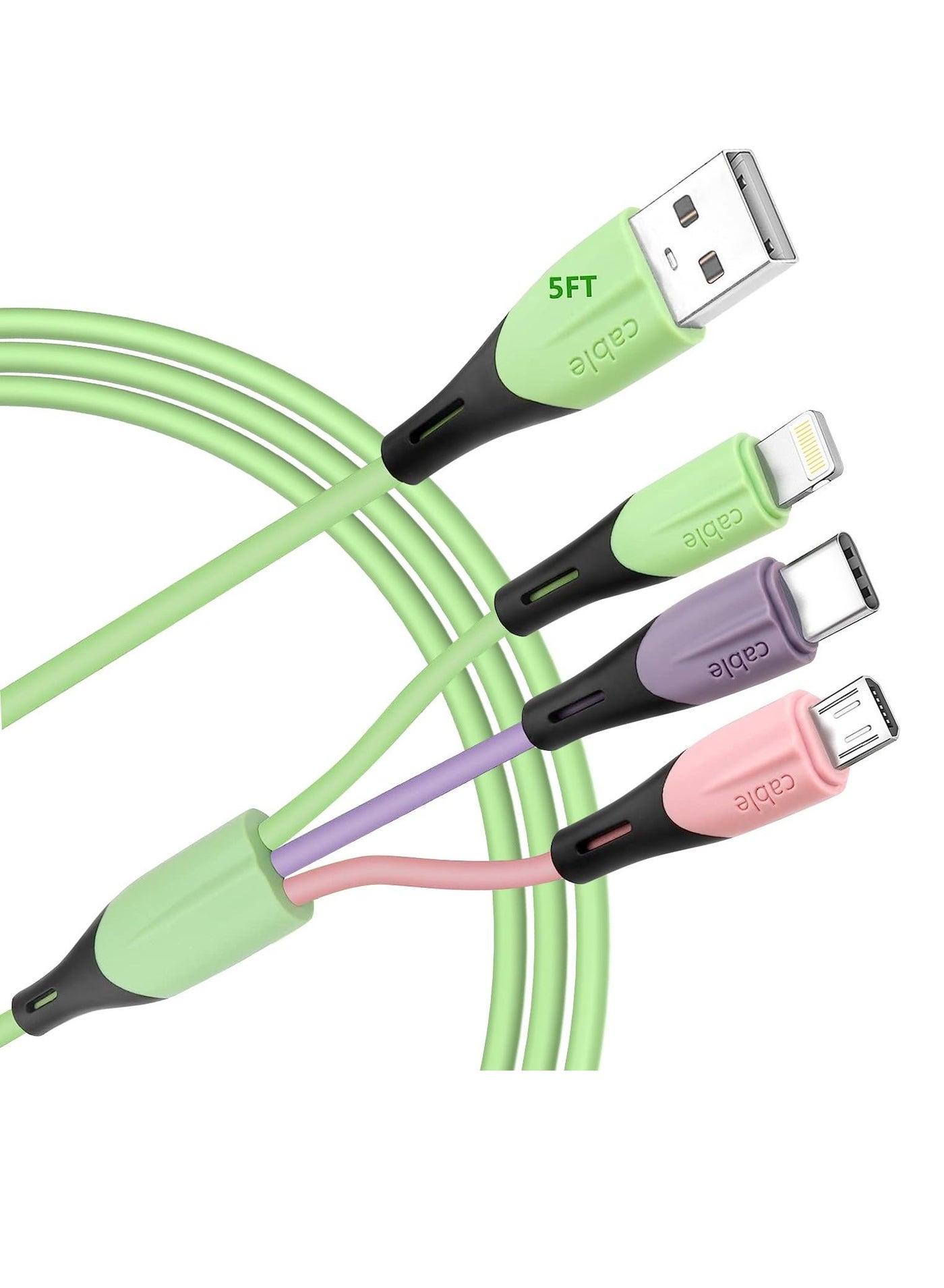 Multi Charging Cable 3.3FT, 1Pack 3 in 1 Multiple USB Charger Cable Universal Phone Charger Cord Adapter with Lightning/Type C/Micro USB Port, for iPhone 15 14/Samsung Galaxy/Pixel/Tablets and More