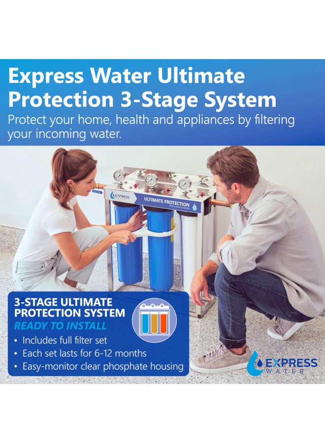 Express Water EXPRESS WATER 3-Stage Heavy Metal and Anti-Scale Water Filtration System, Stainless Steel, 100K Gallons  - Image 1
