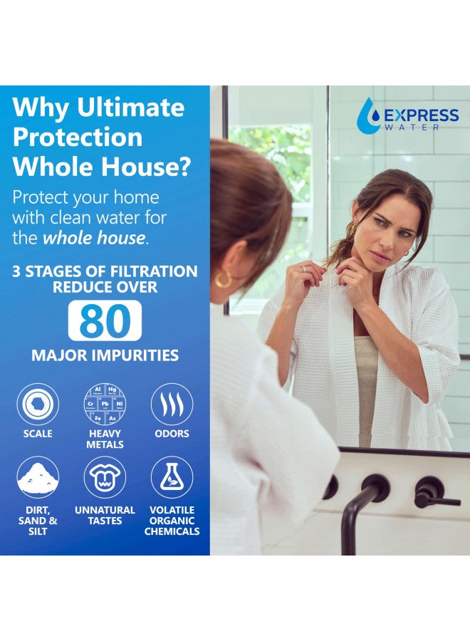 Express Water EXPRESS WATER 3-Stage Heavy Metal and Anti-Scale Water Filtration System, Stainless Steel, 100K Gallons  - Image 2