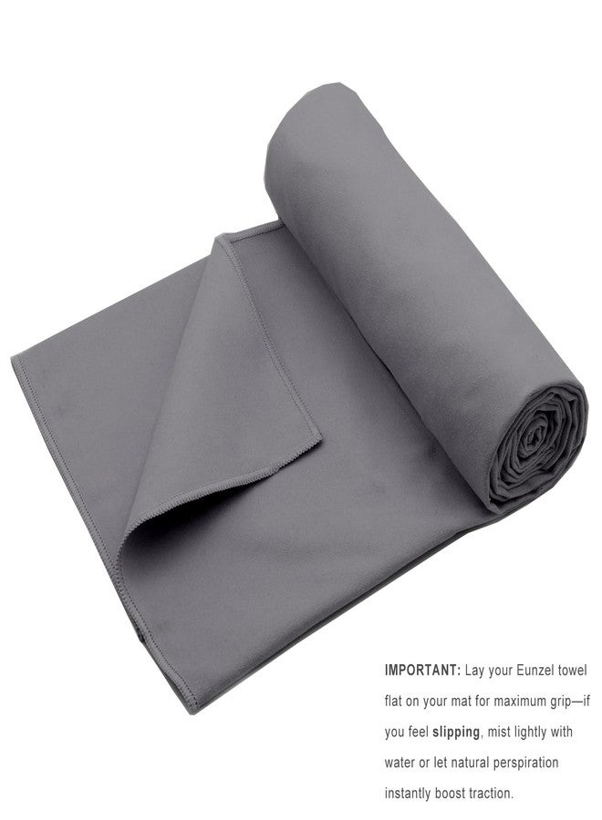 Eunzel 2 Pack Hot Yoga Towel Non Slip Yoga Mat Towel Non-Slip Sweat Absorbent Microfiber Towel for Hot Yoga, Pilates and Workout 72" x 26.5",Dark Grey - Image 2