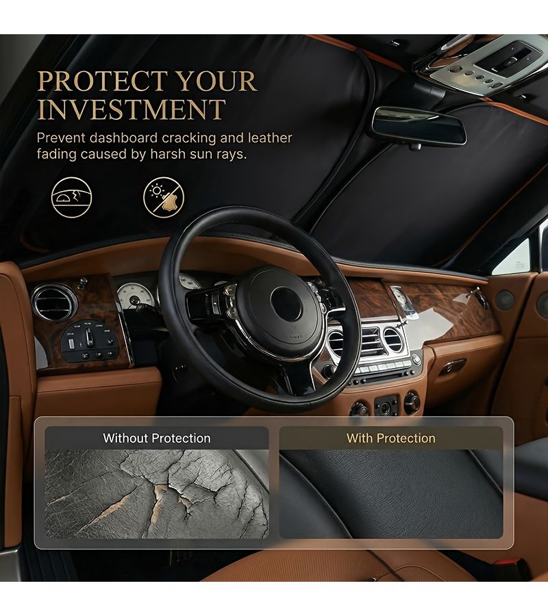 Titanium Silver Thickened Car Sun Visor Portable Thermal Insulation Block Sunlight Easy Install Orange - Image 5
