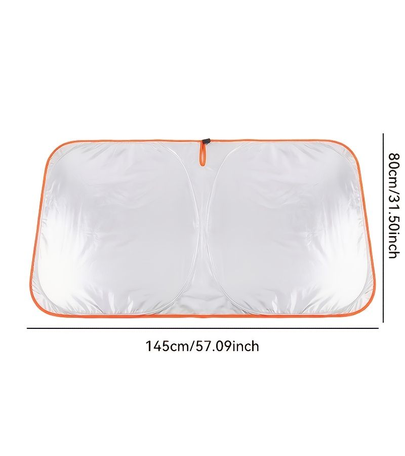 Titanium Silver Thickened Car Sun Visor Portable Thermal Insulation Block Sunlight Easy Install Orange - Image 4