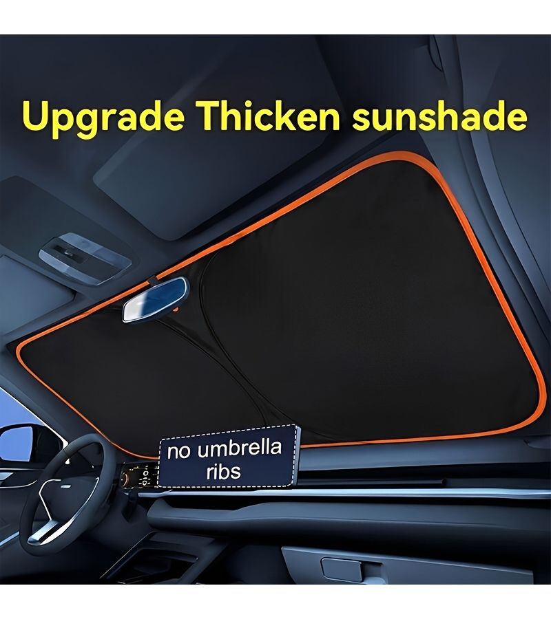 Titanium Silver Thickened Car Sun Visor Portable Thermal Insulation Block Sunlight Easy Install Orange - Image 1