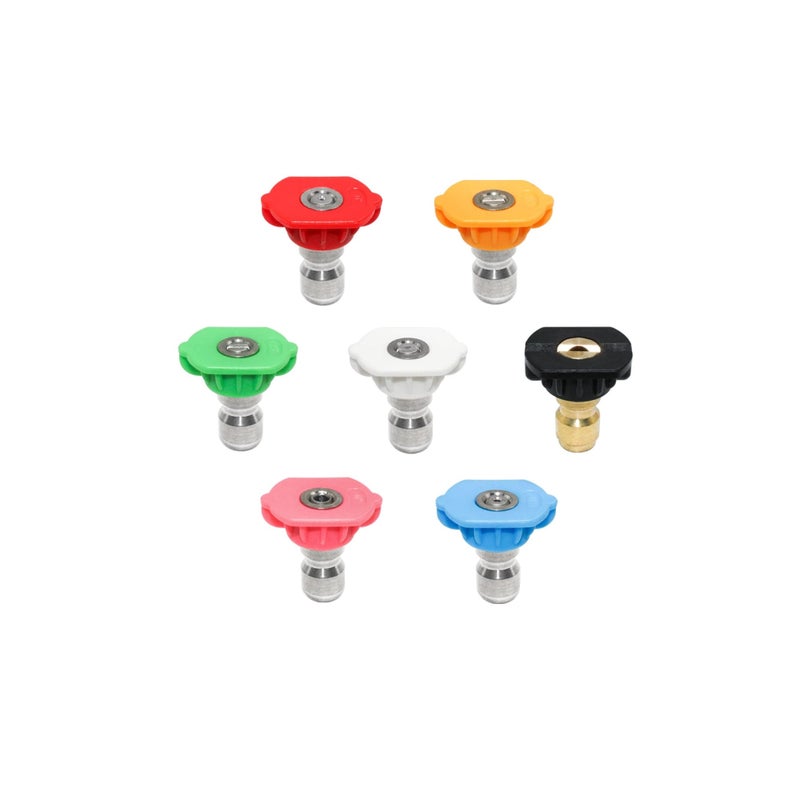 Zikra Washer Spray Nozzle Tips Multiple Spray Degrees 1/4 Inch Quick Connection, 4000 PSI Tool Daily Pressure Washer Spray Nozzle Tips Multiple Degrees (7 Pack 1/4 inch) - Image 1
