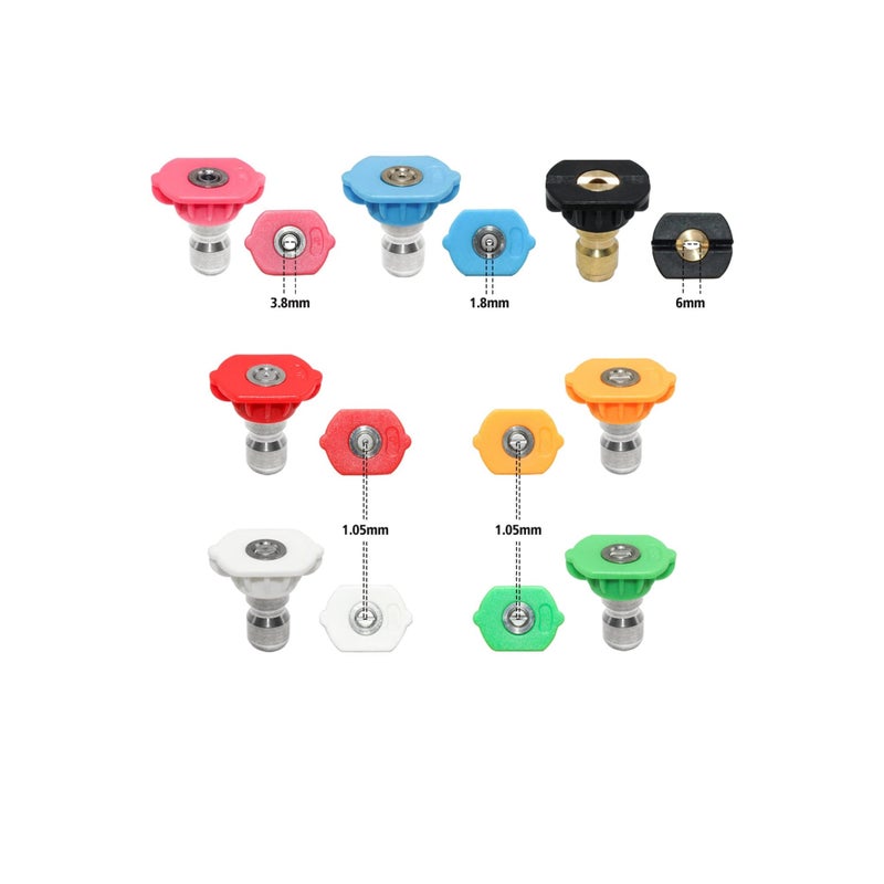 Zikra Washer Spray Nozzle Tips Multiple Spray Degrees 1/4 Inch Quick Connection, 4000 PSI Tool Daily Pressure Washer Spray Nozzle Tips Multiple Degrees (7 Pack 1/4 inch) - Image 3