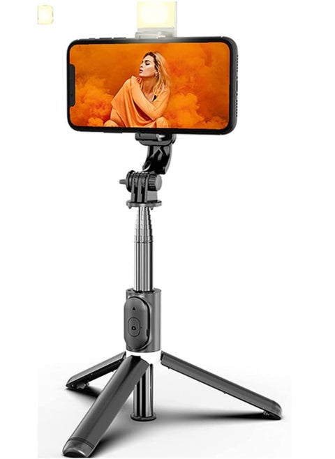 Portable Selfie Stick Tripod with Light with Detachable Bluetooth Remote,41 Inch Extendable Tripod Compatible with IPhone 13 Pro/12/11 Pro/Max/XS/XR/X and Samsung Galaxy S10/S9 Plus
